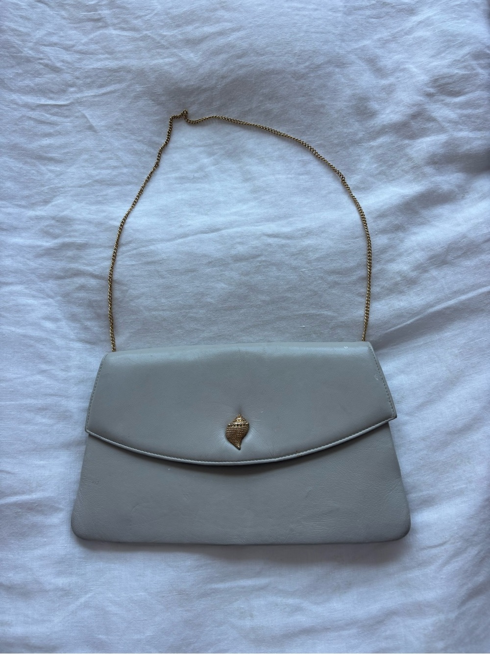 Vintage Grey Leather Clutch